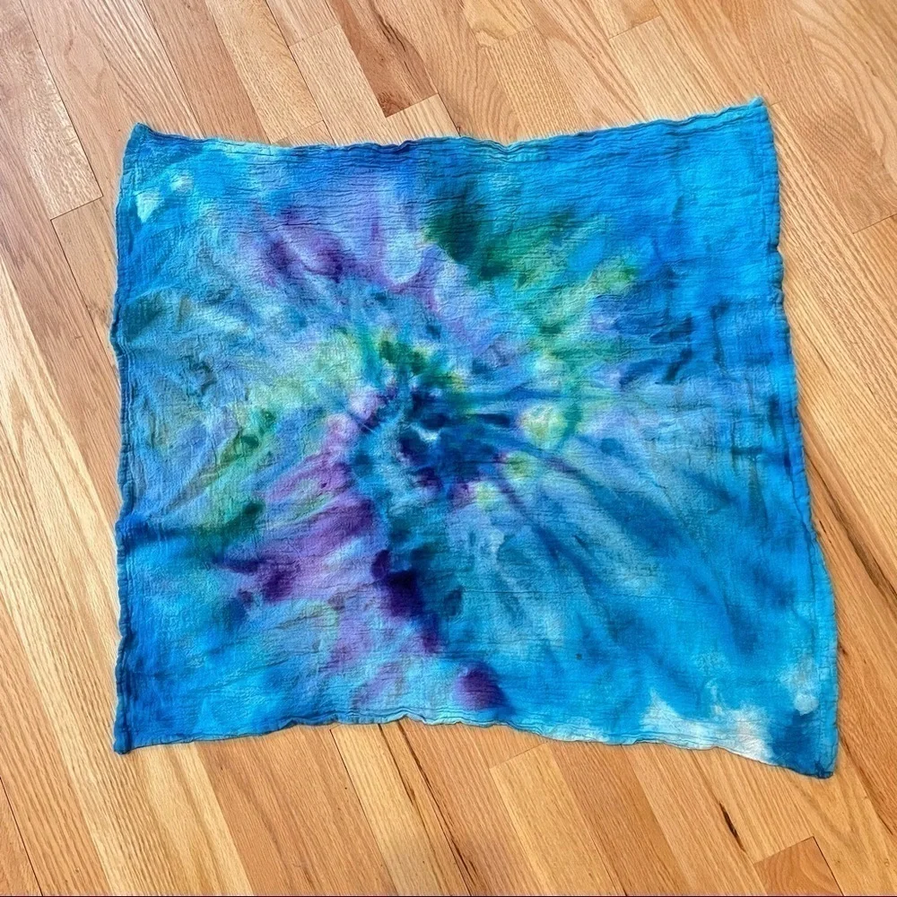 Tie dye kitchen towel flour sack towel purple blue spiral - 4 available
